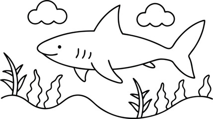 Hand-Drawn Sharks in Nature Dive into Creative Coloring Fun
