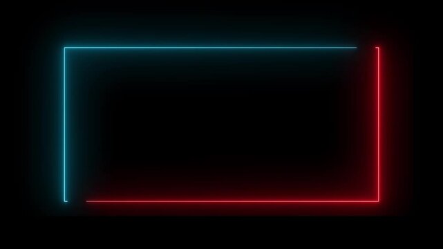 Square rectangle picture frame  glowing neon ani animationmation on black background.  seamless loop - vertical