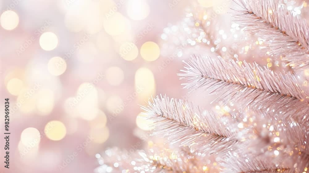 Aufkleber delicate pink tree branches glisten with soft lights and bokeh, creating a warm and inviting christm