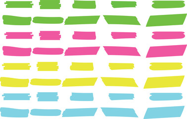 Fototapeta premium Highlight marker stroke lines, bright permanent marker sketch, doodle highlight marker lines vector illustration signs set. Collection of underlines and highlight lines with transparent background.