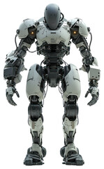 Fototapeta premium Combat robot white background futuristic astronaut.