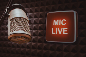Professional microphone and on ari sign