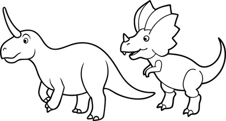 Dino Duel T Rex and Triceratops Vector Adventure Coloring Page
