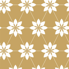 Fototapeta premium Abstract geometric pattern with triangle, lines and stripes on white background. A seamless vector background. Graphic modern pattern. White and gold floral pattern.