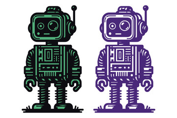 Robot silhouette vector illustrations