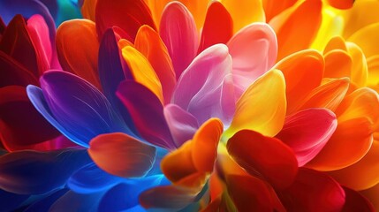 Obraz premium floral abstraction extreme closeup of vibrant flower petals kaleidoscopic patterns rich saturated colors dreamy soft focus