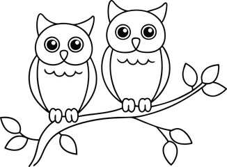 two owls sitting on branch