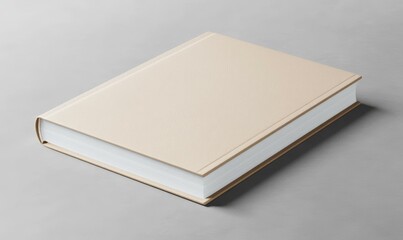 Fototapeta premium Closed, tan book on a gray surface.