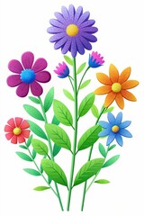 3D wildflowers mixed colors colorful.