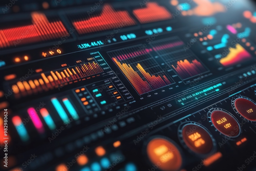 Poster a futuristic interface showcases data analytics to boost business performance and strategies