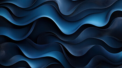 Obraz premium Abstract image featuring dark blue wavy layers creating a fluid, flowing pattern with a sense of depth and texture, resembling undulating waves or fabric folds.