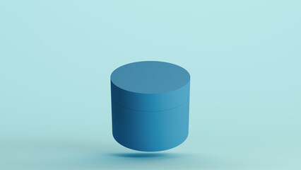 Beauty and skincare cosmetic product jar tub container personal care neutral monochrome blue pale blue background closed jar 3d illustration render digital rendering