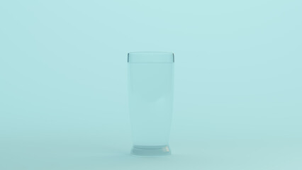 Pint glass glass empty drink clear transparent blue monochrome clean beverage pale blue background 3d illustration render digital rendering