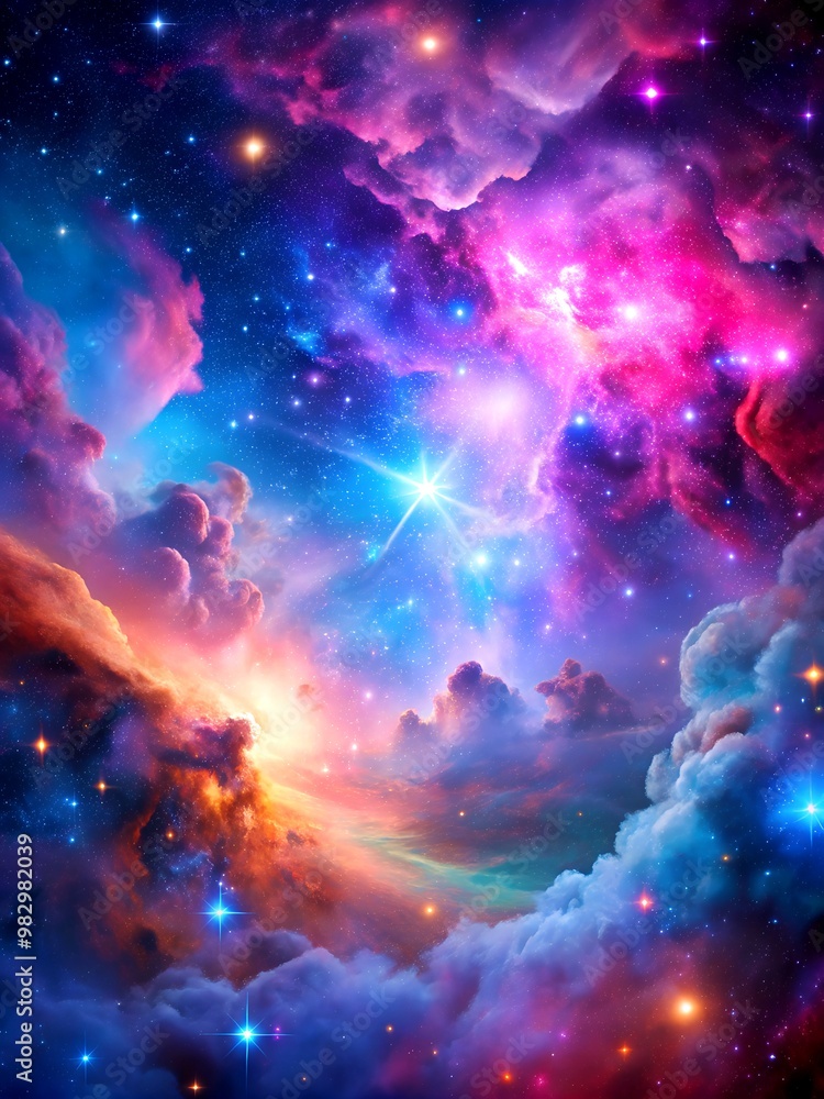 Wall mural rinbow nebula clouds in space