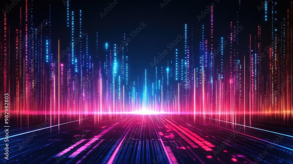 Poster abstract design showcasing the connection points in a smart city, highlighting data technology