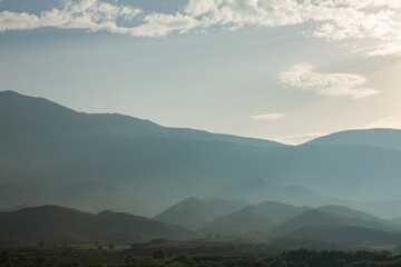 Mountain landscape in Albania. The beautiful summer nature in Europe. Adventure travel in Albania.
