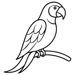 Abstract Parrot Perch Clean Line Art on White Vector