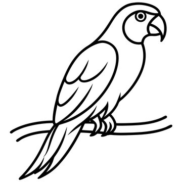 recommend clip art: Abstract Parrot Perch Clean Line Art on White Vector
