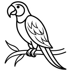 Abstract Parrot Perch Clean Line Art on White Vector