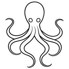 Elegant Black Line Octopus on White Canvas