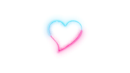 Hearts in unicode symbol icon neon glow on transparent background cyan pink color