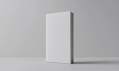 A blank white book standing upright.