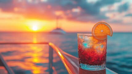 Sunset Cocktail on a Yacht at Golden Hour