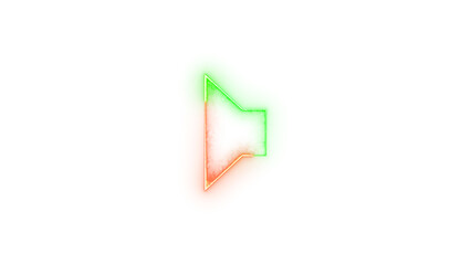 Loudspeaker symbol icon neon glow on transparent background brown green color