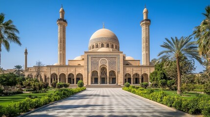Fototapeta premium Grand Mosque with Symmetrical Architecture in Baghdad