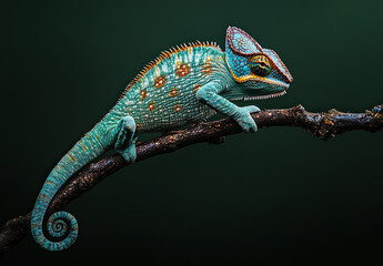 Brightly Colored Chameleon – Macro Photography of Reptile on Branch