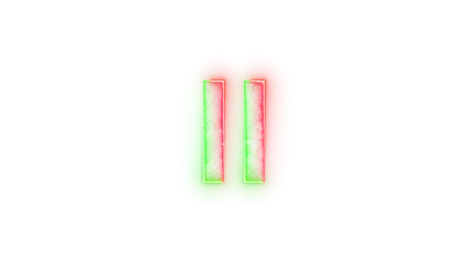 Media control play pause symbol icon neon glow on transparent background green red color