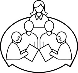 Team Spirit Around the Table Color the Meeting Vector Art
