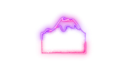Mountain symbol icon neon glow on transparent background pink purple color