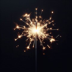 A bright sparkler ignites a celebration, radiating joy and excitement against a dark background. Perfect for festive, holiday, or party-themed projects.