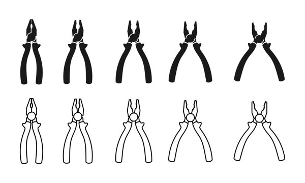 plier icon set vector illustration isolated on white background.