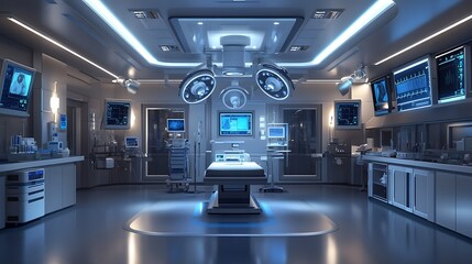Obraz premium Futuristic Operating Room with High-Tech Medical Equipment - Advanced Surgical Environment