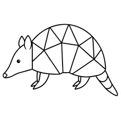 Geometric Black Armadillo Icon with Connected Segments on White Background