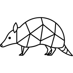 Geometric Black Armadillo Icon with Connected Segments on White Background
