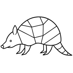 Geometric Black Armadillo Icon with Connected Segments on White Background