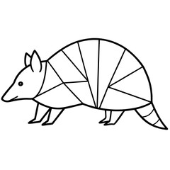 Geometric Black Armadillo Icon with Connected Segments on White Background