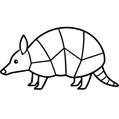Geometric Black Armadillo Icon with Connected Segments on White Background