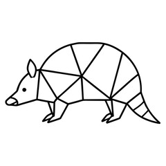 Geometric Black Armadillo Icon with Connected Segments on White Background