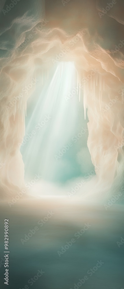 Canvas Prints a cave with a light shining through it