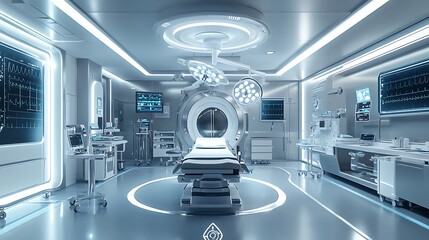Futuristic Operating Room with High-Tech Medical Equipment - Advanced Surgical Environment