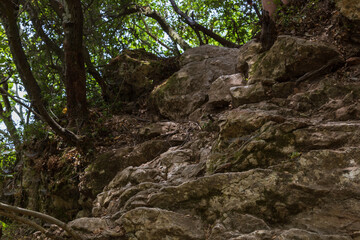 Beautiful scenic landscape of Kefalogourna - Theologos waterfalls area on Thassos island