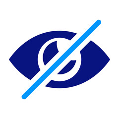 Eye with slash, visual impairment, blindness, accessibility, simple icon, white background, disability symbol, vision loss, representation, barrier.