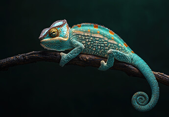 Fototapeta premium Exotic Reptile Chameleon on Tree Branch – Colorful Wildlife Photography