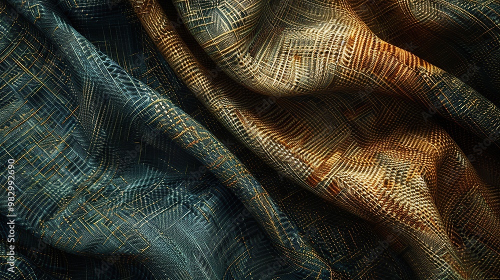 Poster realistic fabric texture with detailed weaving and color variations