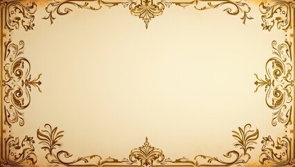 Vintage wallpaper with faded gold floral patterns and worn edges