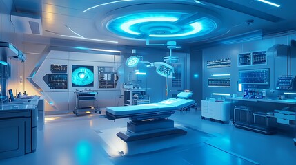 Futuristic Operating Room with High-Tech Medical Equipment - Advanced Surgical Environment